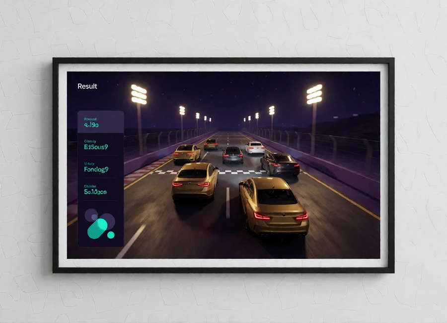 Simuliertes Rennereignis mit digitalem Ergebnisablauf als virtuelle Sportart bei Alawin
